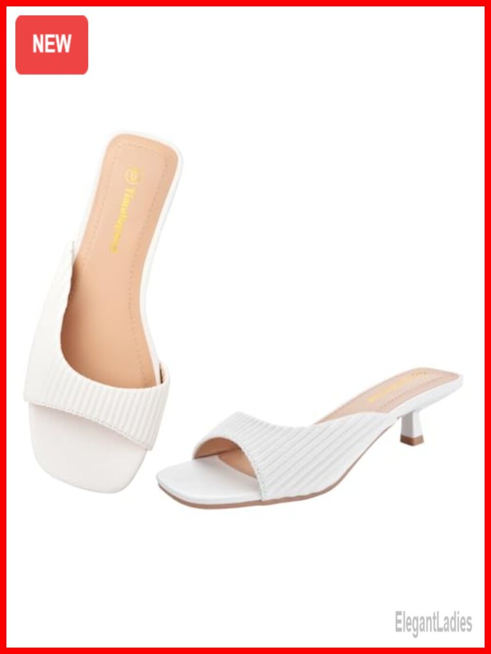 Kitten Heel Sandals Women Dressy Open Toe One-Piece Slide 2 Inch Low Heel